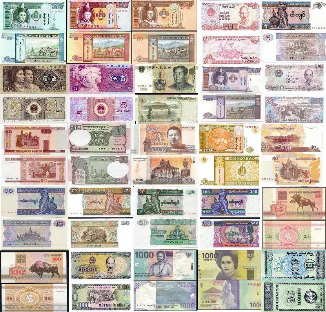 Zestaw banknotów świata UNC